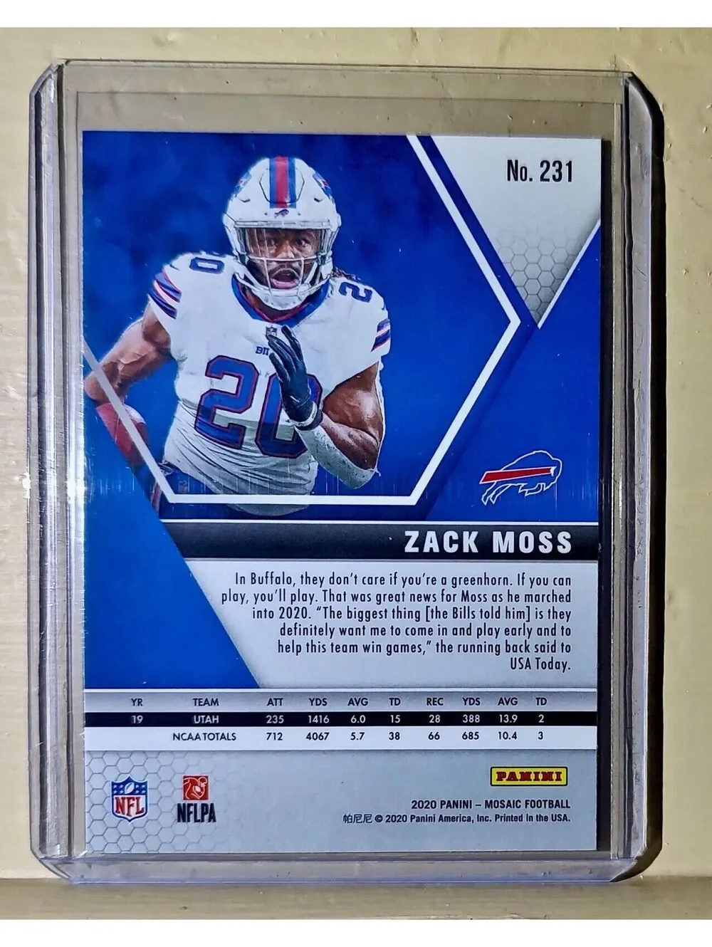 Zack Moss 2020 Panini Mosaic Football #308 NFL Rookie Card Bills